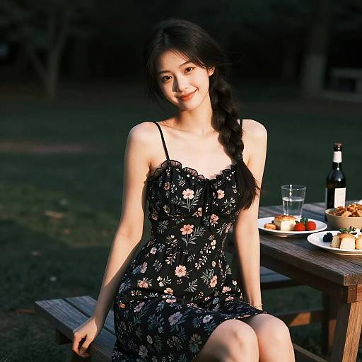 Aesthetic Picnic with Beautiful Model