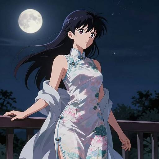 Anime Hinata in Moonlit Cheongsam