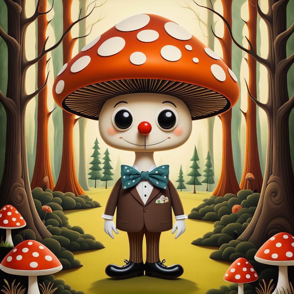 Whimsical Mushroom in Vintage Forest