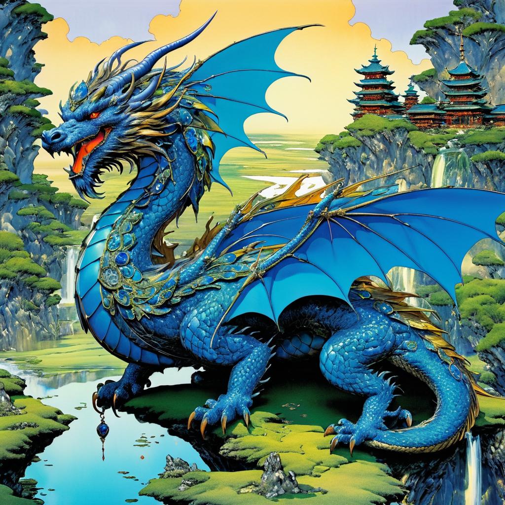 Vibrant Dragon with Gemstone Wings