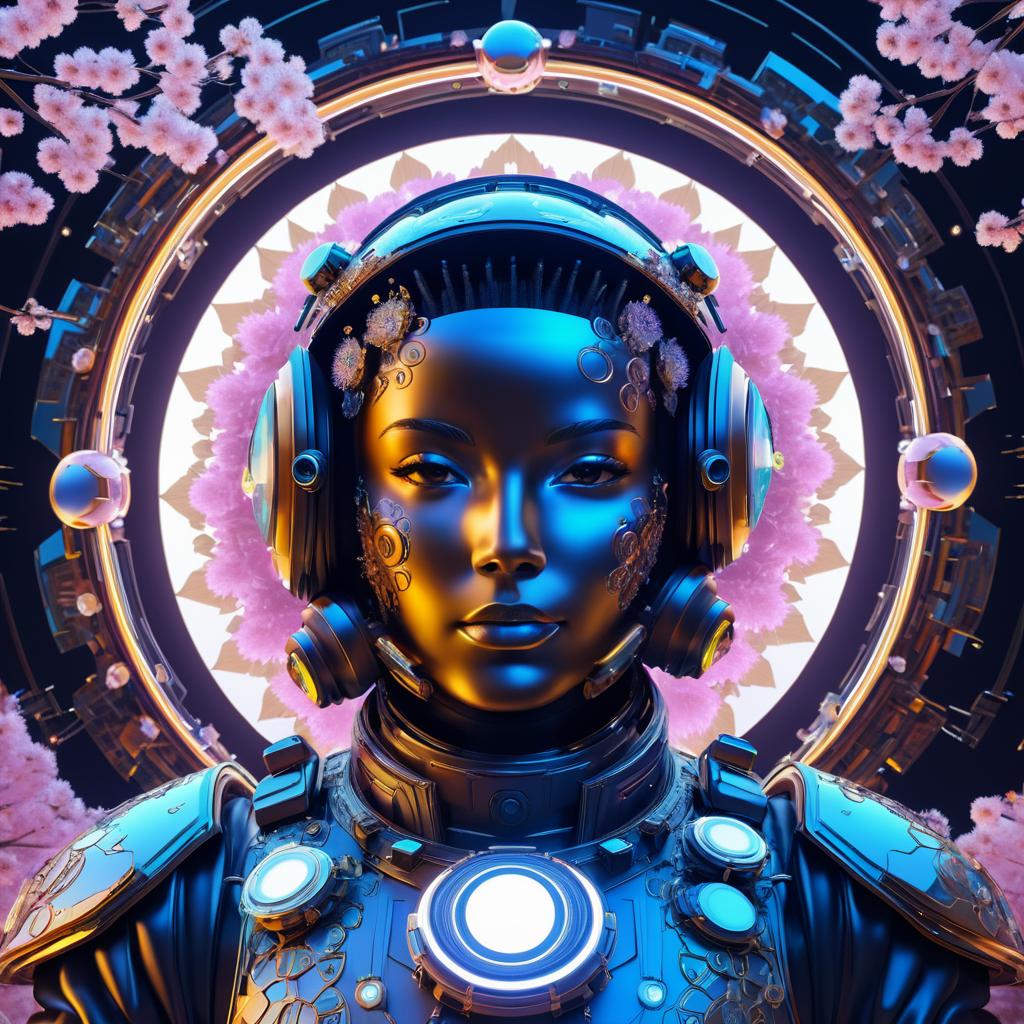 Futuristic Astronaut with Fractal Surroundings