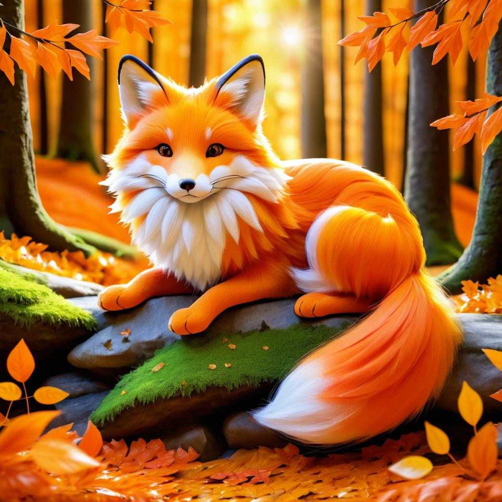 Charming Fox in Autumn Woodland Den