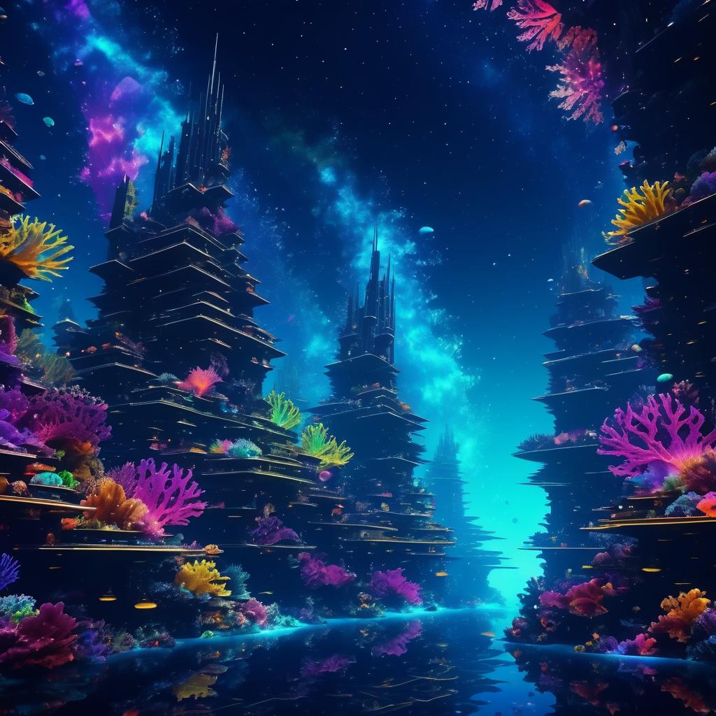 Psychedelic Underwater City in Galaxy