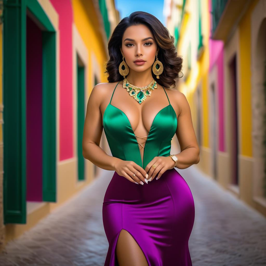 Elegant Photo of Latin Woman in Jewel Tones