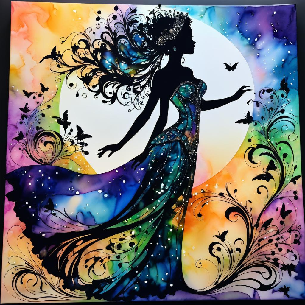 Whimsical Silhouette Art with Divine Aesthetic