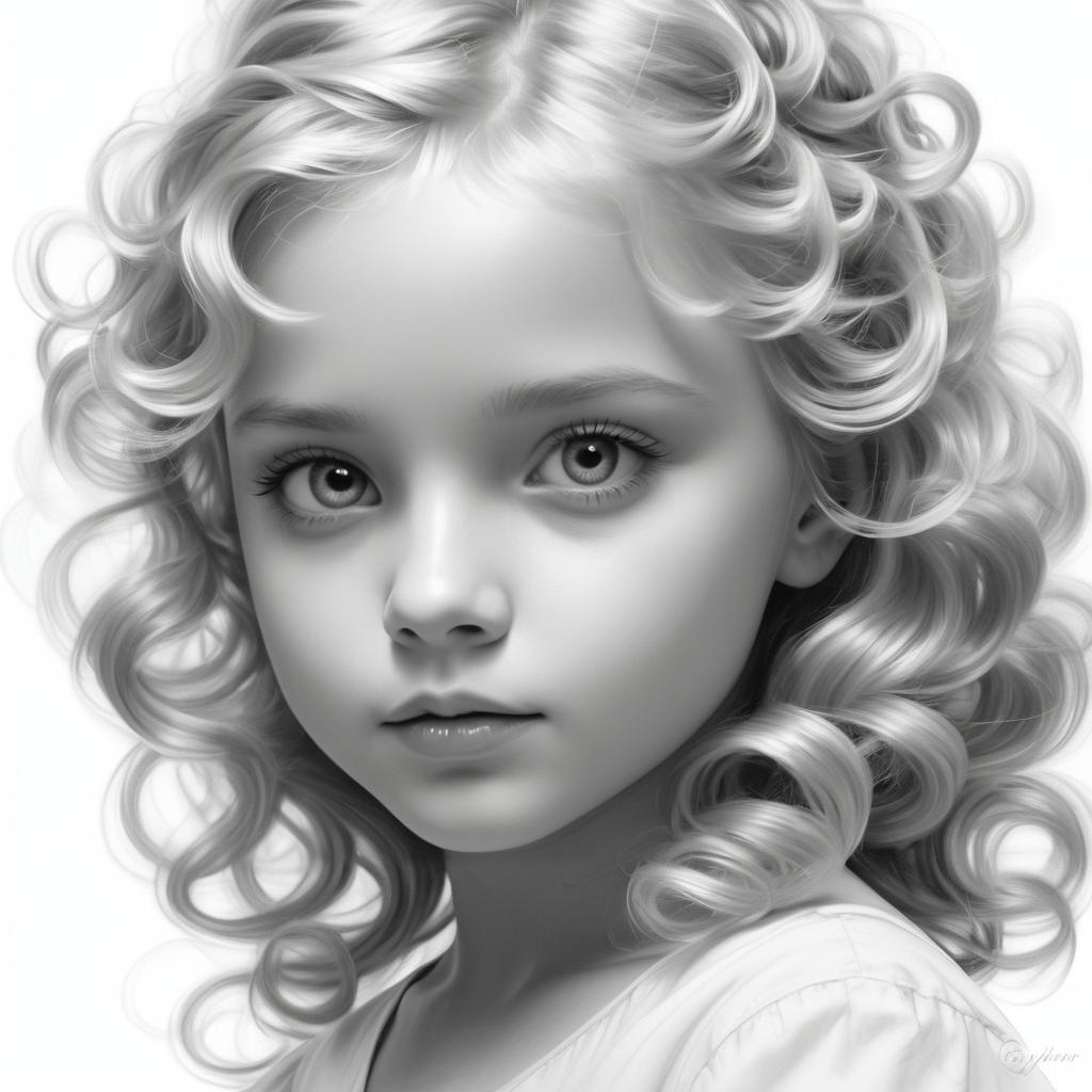 Delicate Pencil Sketch of Child's Face