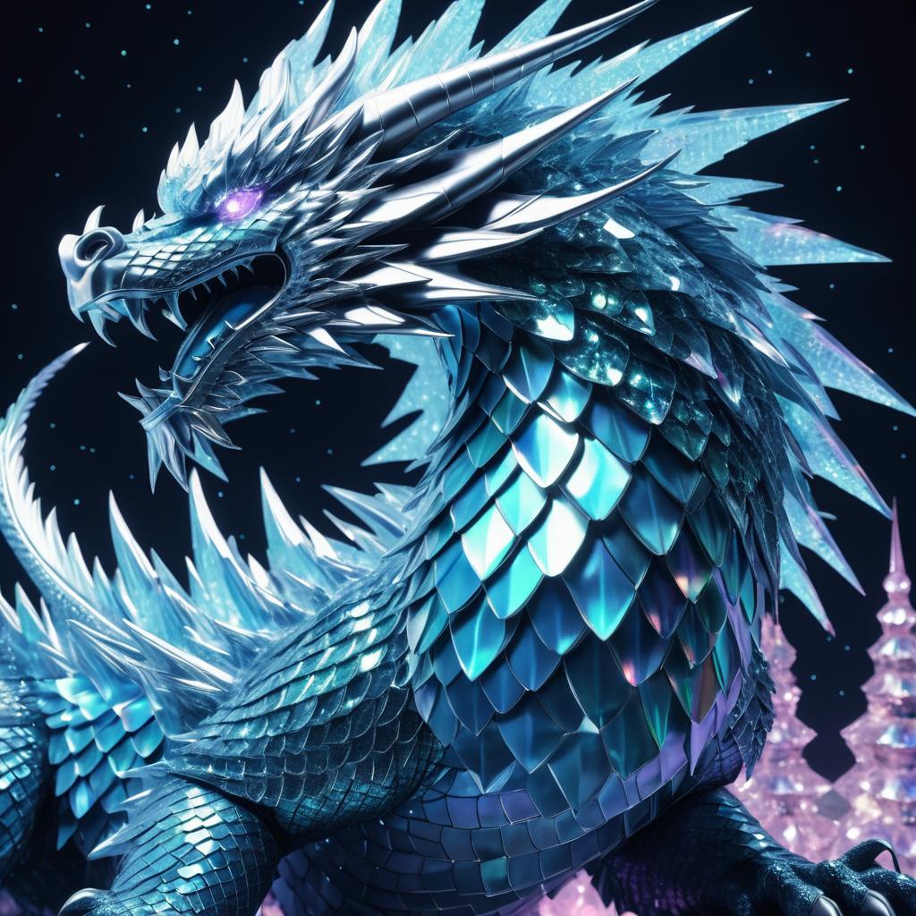 1980s Anime Dragon with Crystal Scales