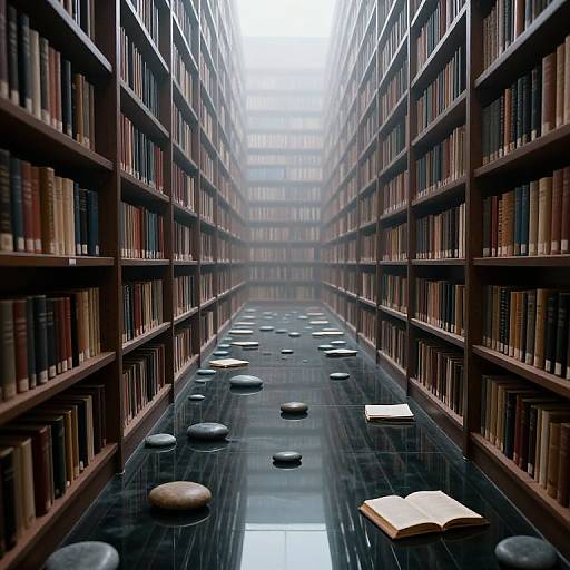Endless Surreal Library Corridor