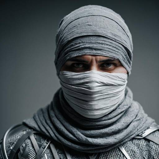 Cosplay Character in Gray Bandages