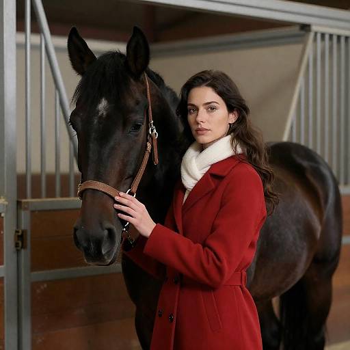 Woman in Red Coat with Horse