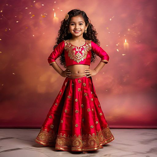 Smiling Indian Girl in Traditional Red Lehenga