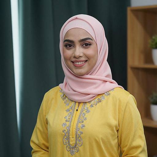 Smiling Woman in Pink Hijab Portrait