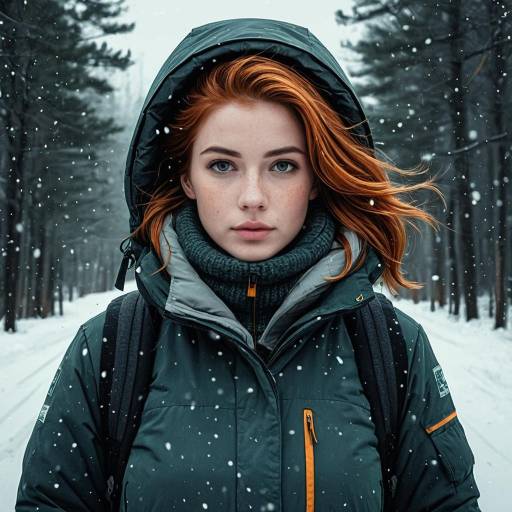 Woman in Winter Gear in Snowy Forest