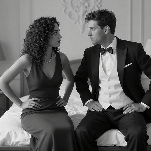 Elegant Black-and-White Couple Portrait