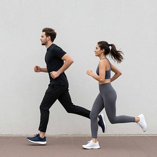 Man and Woman Running Together