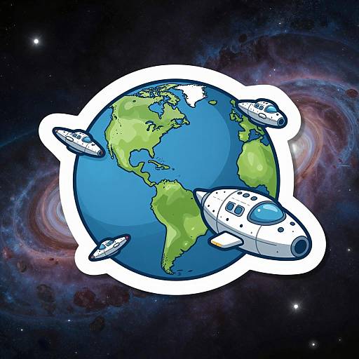 Spacecraft Orbiting Earth Sticker