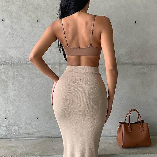 Stylish Woman Posing Against Concrete Wall