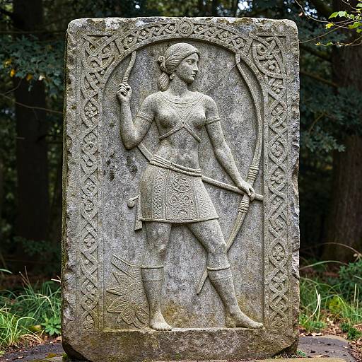 Celtic Huntress Stone Relief