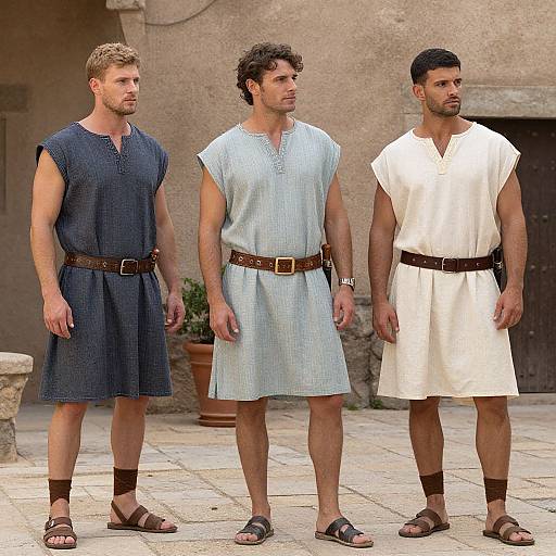 Roman Men in Rustic Casual Tunics