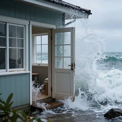 House Engulfed by Massive Ocean Wave