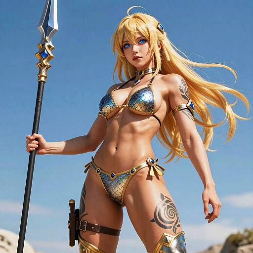 Strong Anime Warrior in Fantasy Armor