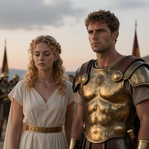 Ancient Roman Portrait of Couple at Sunset