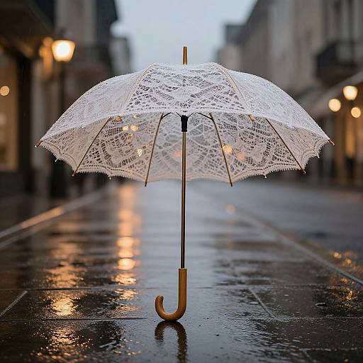 Elegant Lace Umbrella in Vintage Rain