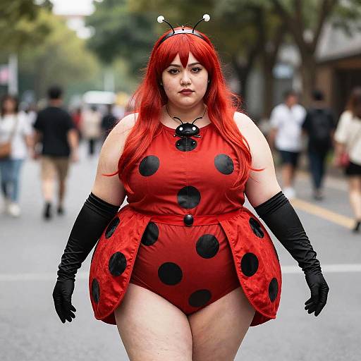 Plus Size Ladybug Cosplay with Red Hair