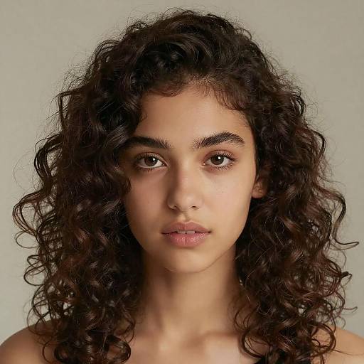 Young Woman with Curly Hair Portrait