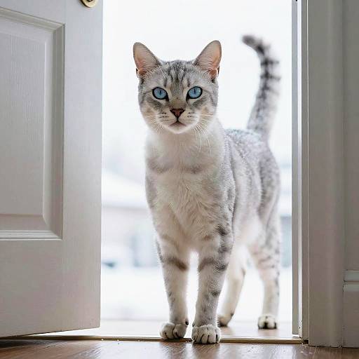 Elegant Sleek Silver Cat in Winter Light