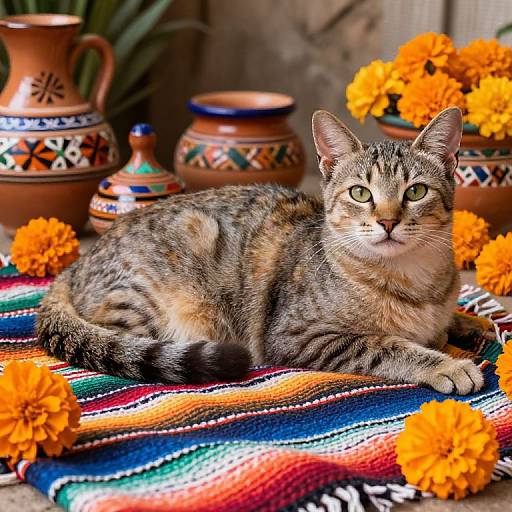 Mexican Short Hair Cat Cozy Scene