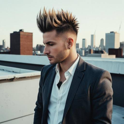 Chic Faux Hawk Fade on Rooftop Model