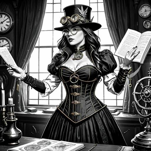 Steampunk Lady Wizard Teaching Magic