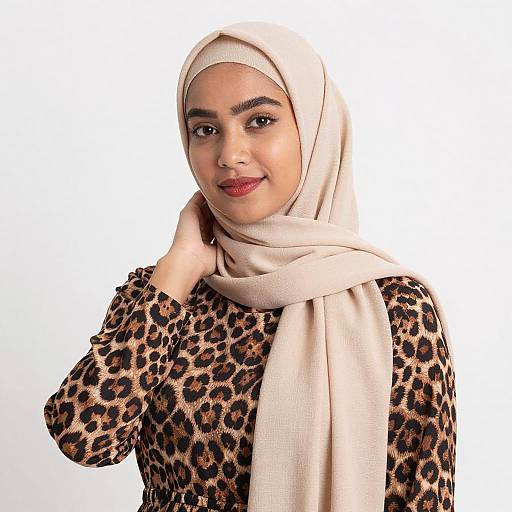 Portrait of Woman in Beige Hijab