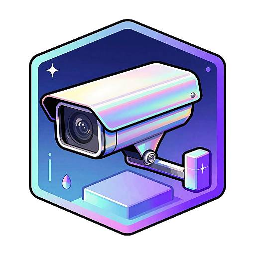 Iridescent Pop-Art Surveillance Camera Illustration