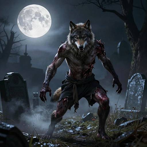Werewolf Transformation Under Full Moon