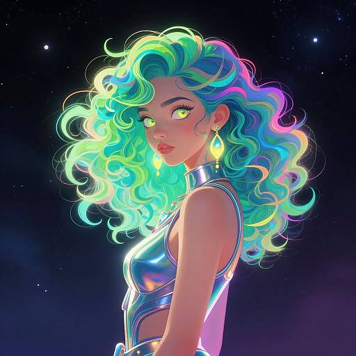 Cosmic Portrait of Vibrant Woman