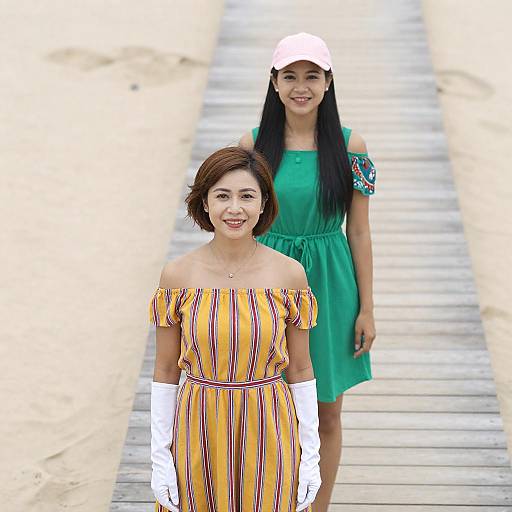 Joyful Women in Outdoor Sandy Setting