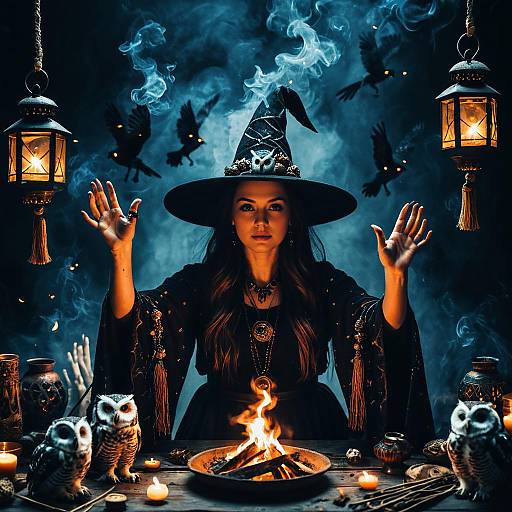 Mystic Witch Performing Ritual
