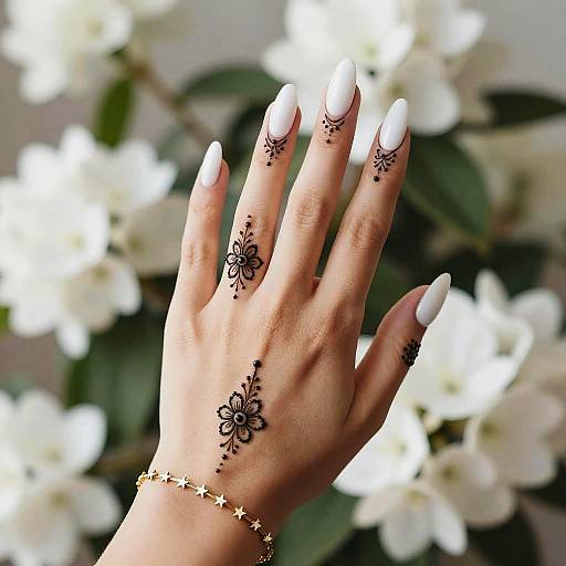 Elegant Hand with Black Henna Art