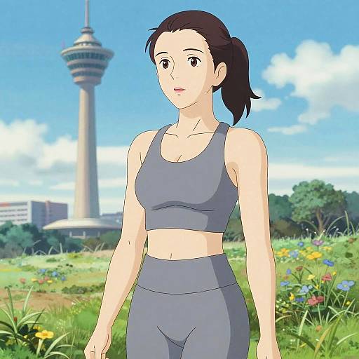 Athletic Woman in Toei Animation Style