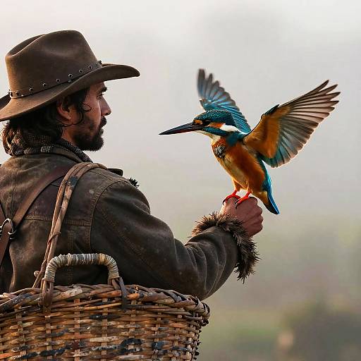 Outlaw with Kingfisher in Mist