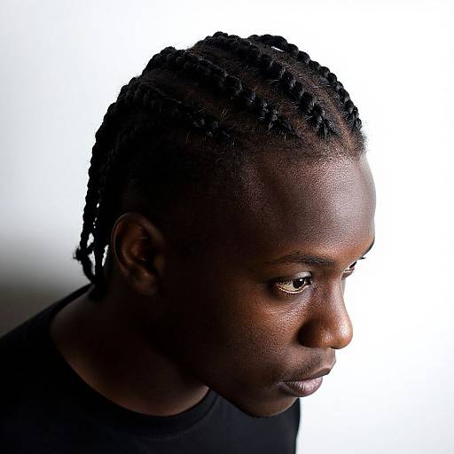 Dramatic Cornrowed Man Profile