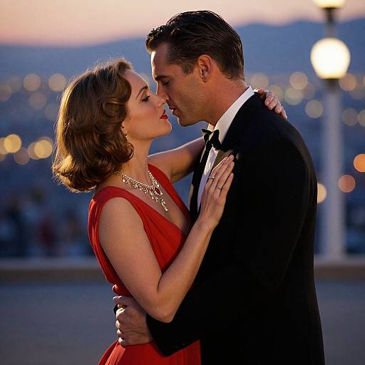 Elegant Couple's Golden Hour Embrace