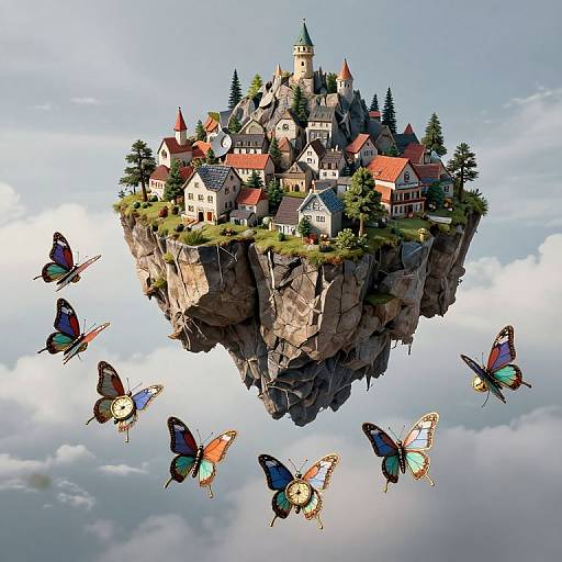 Clockwork Butterflies Over Inverted Village