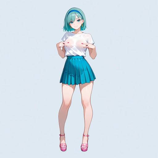 Teal-Haired Girl in Stylish Outfit Teal-Haired Girl in Stylish Outfit