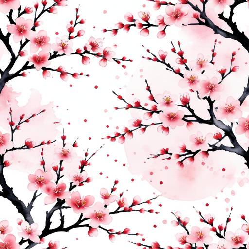 Elegant Cherry Blossoms in Watercolor Style