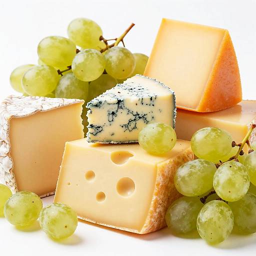 Vibrant Close-Up Cheese and Grapes