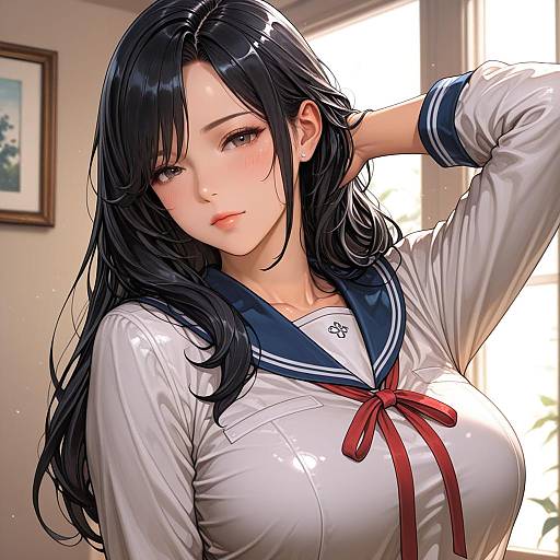 Anime Style Girl in School Uniform