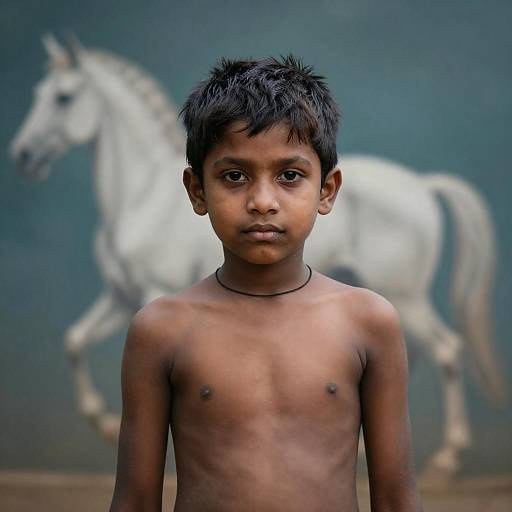 Neutral Portrait with Abstract Horses